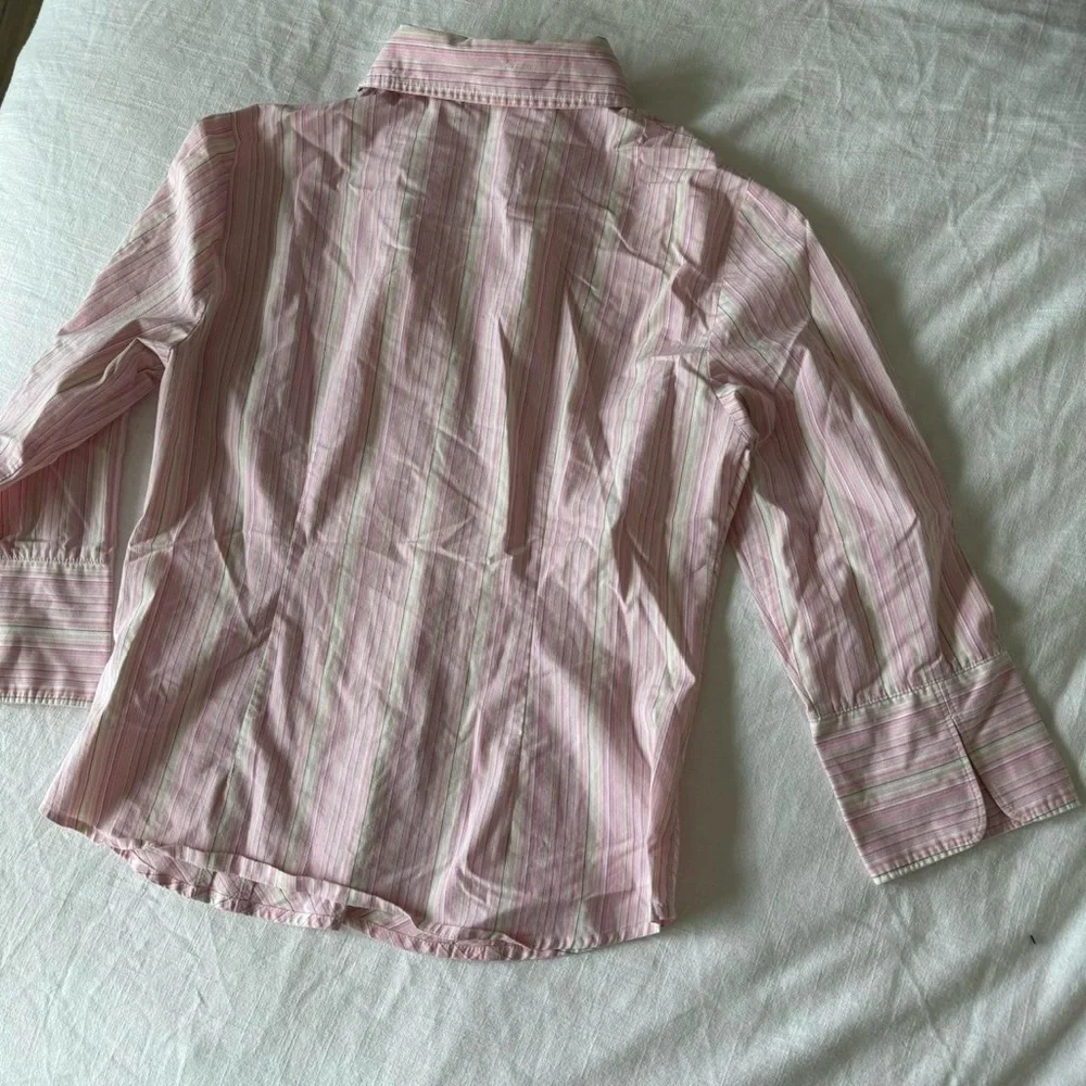 Vintage button up blouse pink striped - Picture 3 of 3
